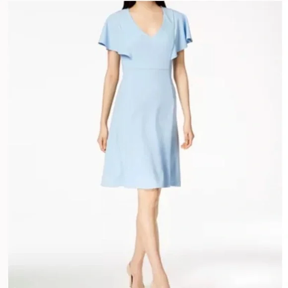 calvin klein flutter sleeve a line dress Built-In Shapewear A-Line Midi Dress | Tummy Control main image 1